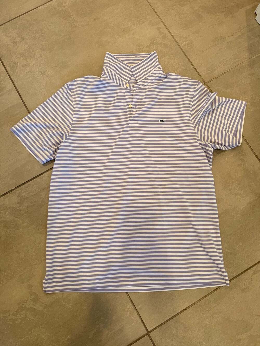 Vineyard Vines Performance Purple Striped Polo Shirt Size Large